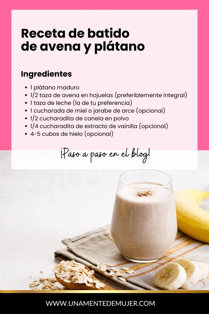 Receta de batido de avena y banana