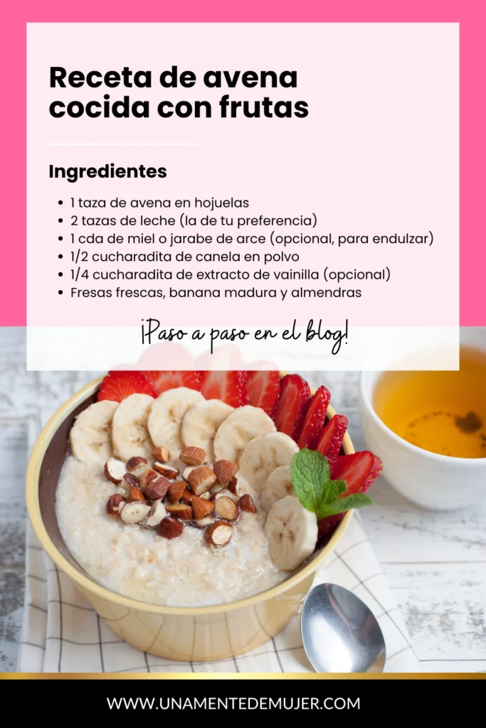 receta de avena cocina con fresas bananas y almendras